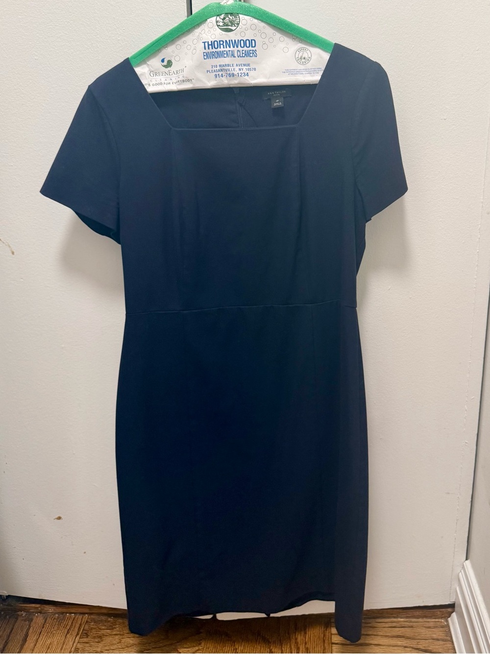 Ann Taylor Square Neck Navy Sheath Dress, 4P